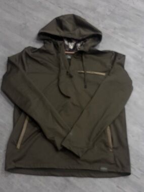 Men's Hooded Pullover Jacket in Olive Green
